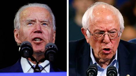 Joe Biden (vas.) ja Bernie Sanders ovat menestyneet parhaiten demokraattien esivaalien ”supertiistaina”.