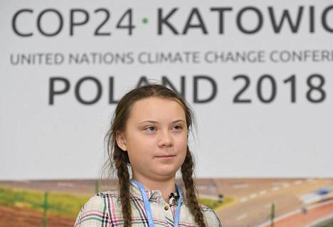 15-vuotias ruotsalainen ympäristöaktivisti Greta Thunberg osallistui lehdistötilaisuuteen Katowicessa viime viikon tiistaina.