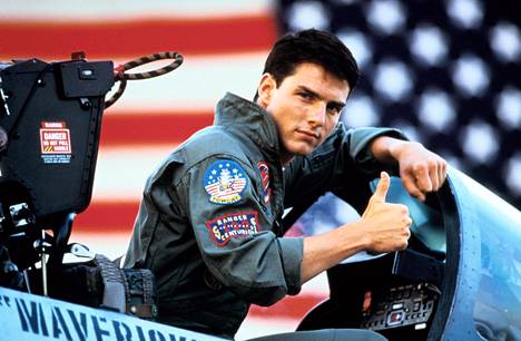 Tom Cruise 36 vuotta sitten Top Gunissa.