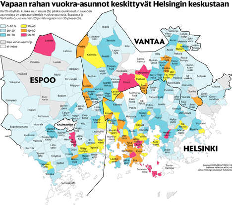 Kartta näyttää, miltä Helsingin alueilta sijoittajat himoitsevat asuntoja -  Kaupunki 