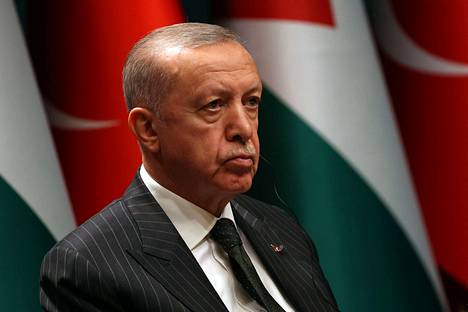 Turkin presidentti Recep Tayyip Erdoğan lehdistötilaisuudessa Ankarassa 23. elokuuta.