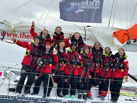 The multinational women's team Maiden celebrated the victory of the Ocean Globe Race.