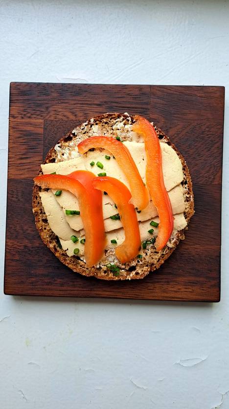 Tofu slaw tastes especially good with dark bread and vegetables.