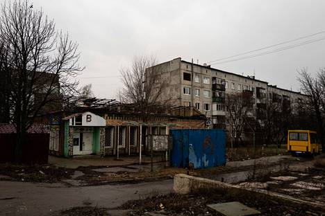 The war-torn Krasnogorovka is located just a few hundred meters from the area where Ukrainian troops and separatists are stationed.