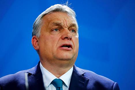 Unkarin pääministeri Viktor Orbán puhui tiedotustilaisuudessa Berliinissä helmikuussa.