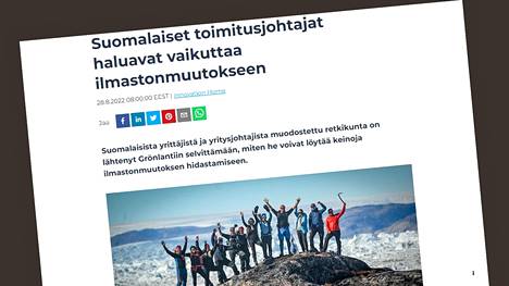 Kuvakaappaus suomalaisten yrittäjien ja toimitusjohtajien retkikunnan tiedotteesta.