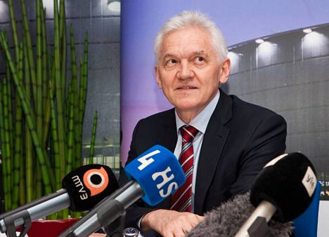 Gennady Timchenko at a press conference in Helsinki in the summer of 2013 after buying part of the Hartwall Arena and Jokers.