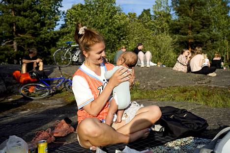 Elina Lammintaus came to the picnic with her two-month-old baby.