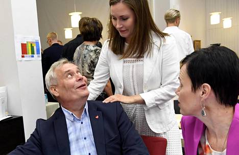 Antti Rinne, Sanna Marin ja Maarit Feldt-Ranta osallistuivat Sdp:n eduskuntaryhmän kesäkokoukseen Kouvolassa.