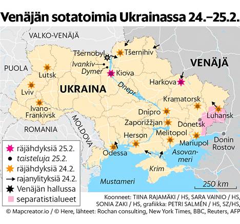 Näin Venäjä eteni pääkaupunki Kiovaan, tulitusta kuulunut lähellä  hallintokortteleita – kartta näyttää joukkojen liikkeet - Ulkomaat 