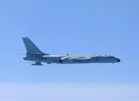A Chinese H-6 bomber over the East China Sea last May.  The photo was taken by a representative of the Japanese Defense Forces.