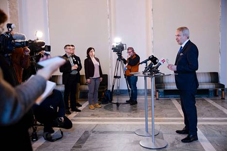 Ulkoministeri Pekka Haavisto piti tiedotustilaisuutta Eduskunnassa tiistaina.