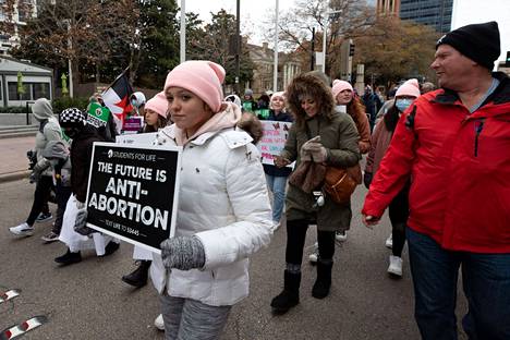 Abortin vastustajia osoittamassa mieltään Dallasissa tammikuun 15. päivänä.