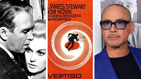 Vertigo-elokuvan alkuperäisversiossa näyttelivät James Stewart ja Kim Novak. Uudessa versiossa saatetaan nähdä Robert Downy Jr. (oik).