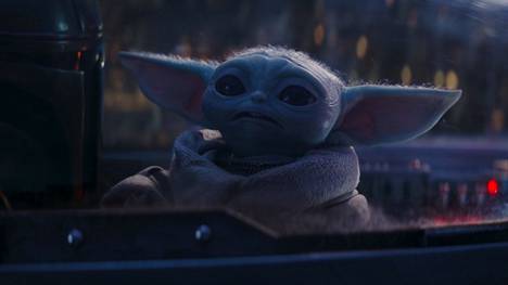 Söpö kuva Grogusta, joka tunnetaan myös nimellä ”vauva-Yoda”. 