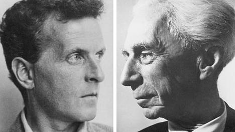 Ludwig Wittgenstein (vas.) ja Bertrand Russell (oik.). 