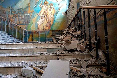 Харьковский педагогический университет после обстрела, в результате которого погиб один человек. Июнь 2022 года. Фото: Сергей Бобок / AFP
