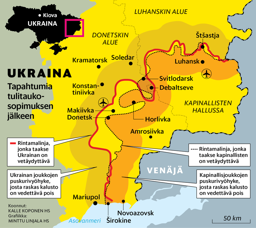 Debaltseve on pahoin taisteluiden runtelema – Ukrainan sota kartalla -  Ulkomaat 