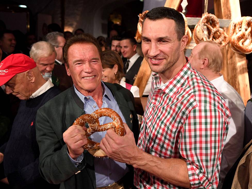 Western action stars were also faned behind the Iron Curtain.  Later, the brothers have become acquainted with them.  Pictured are Vladimir Klitschko (right) and Arnold Schwarzenegger at a party in Tyrol, Austria in 2018.