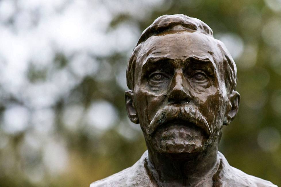 Statue of Alfred Nobel, a Swedish chemist and successful businessman, in Karlskoga, Sweden.