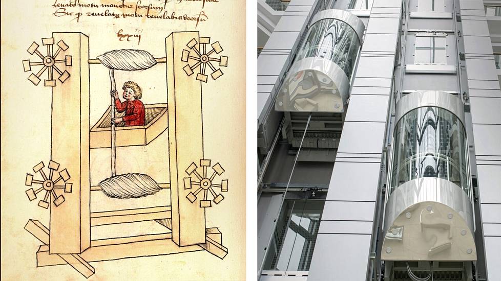 Saksalainen Konrad Kyeser suunnitteli hissin 1400-luvun alussa hissin. Nykyisistä hisseistä voi katsella näkymiä matkalla ylös ja alas.