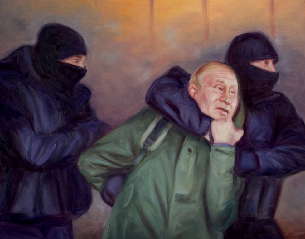 Kaj Stenvallin mukaan hänen teoksensa eivät pilkkaa vaan kritisoivat. Putinin hahmo on kiinniotettuna maalauksessa Rockin’ and Rollin’. Teos on tehty 14. maaliskuuta 2022.