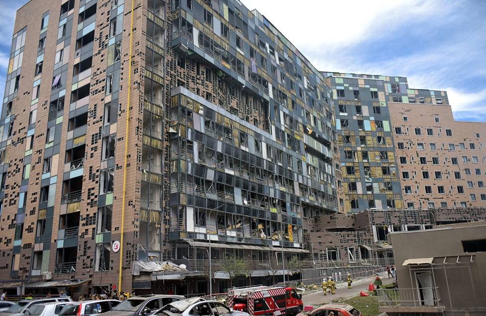 The hospital's main building suffered shrapnel damage in the missile strike.