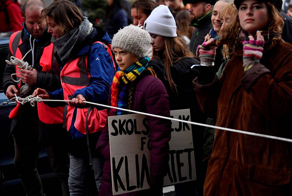 Swedish climate activist Greta Thunberg takes part in a Youth Strike 4 Climate protest march on March 6, 2020 in Brussels.