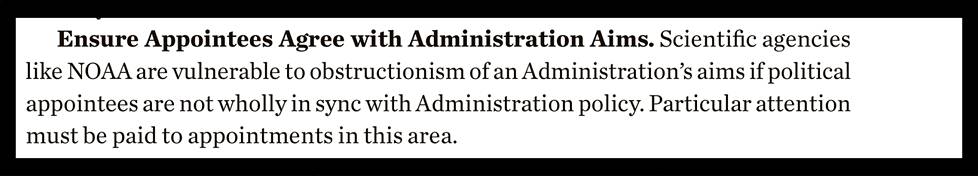 Special attention should be paid to political appointments in climate matters, the document states.