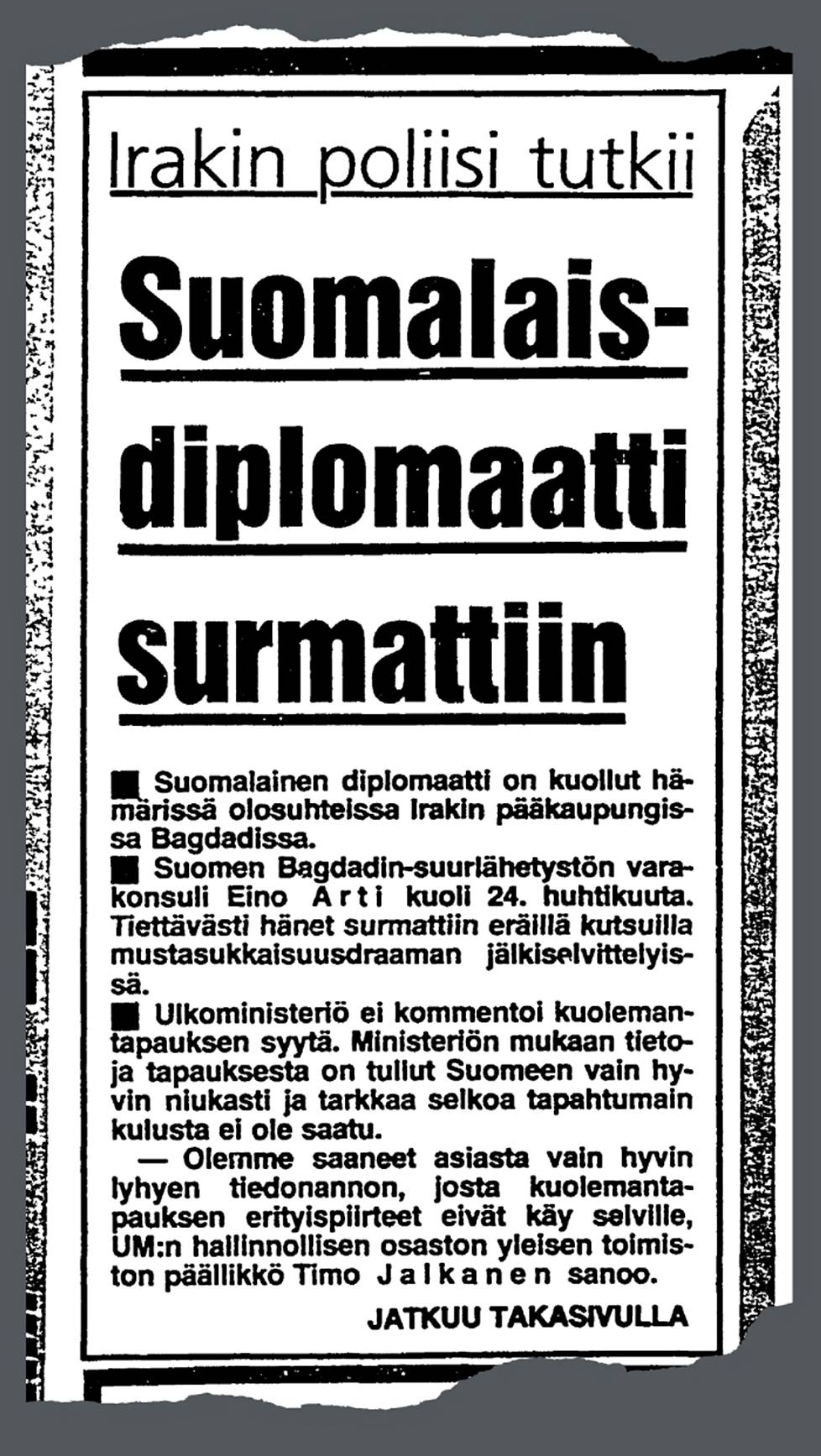 Suomen varakonsuli kuoli 39 vuotta sitten luotiin virka-asunnossaan  Bagdadissa – seurasi vuosikymmenten hiljaisuus, jonka irakilaiset  turvallisuuslähteet ovat nyt rikkoneet - Ulkomaat 