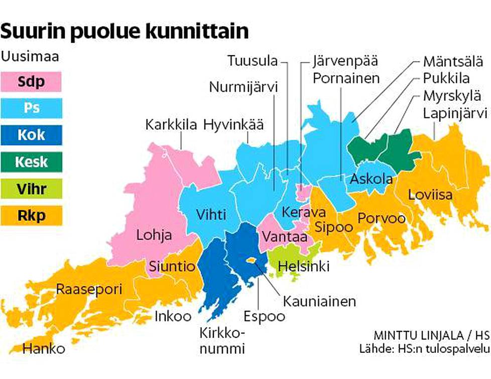 Kartta näyttää, missä pääkaupunkiseudun kansanedustajat asuvat – vaurailta  alueilta kaksikin valittua - Kaupunki 