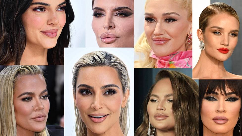 Kendall Jenner, Lisa Rinna, Gwen Stefani, Rosie Huntington-Whiteley, Khloe Kardashian (alh. oik.), Kim Kardashian, Chrissy Teigen ja Megan Fox.