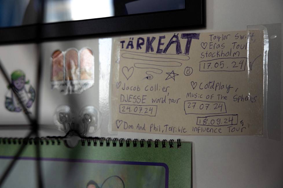 Aava Pallaskive has a small concert calendar on her wall.  Taylor Swift's Eras tour is already under fire.