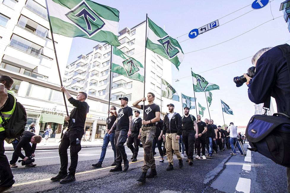 Pohjoismainen vastarintaliike marssi Turussa elokuussa 2018.