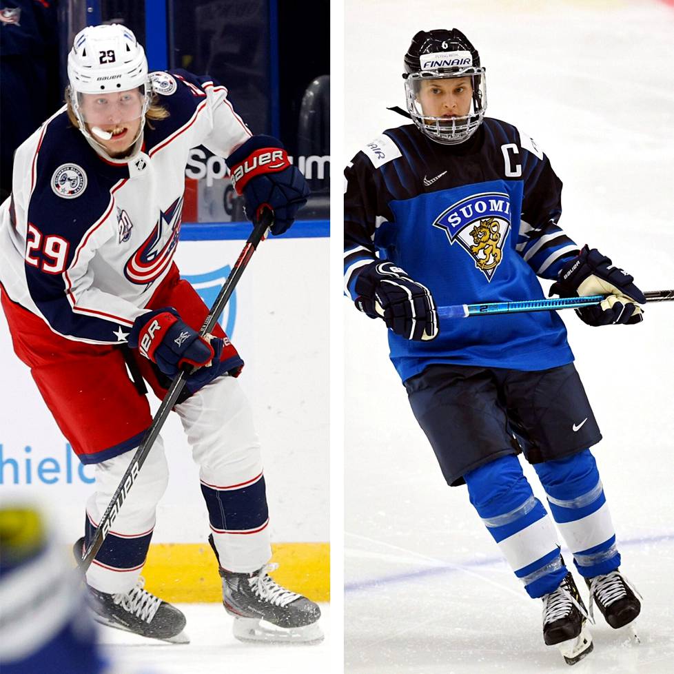 Patrik Laine (vas.) pelaa jääkiekkoa NHL:n Columbus Blue Jackets -joukkueessa. Hän tienaa tällä kaudella noin 6,5 miljoonaa euroa. Jenni Hiirikoski on Suomen naisten maajoukkueen kapteeni, joka pelaa Luleå HF:ssä Ruotsissa. Hän on kouluttautunut rakennusmaalariksi.