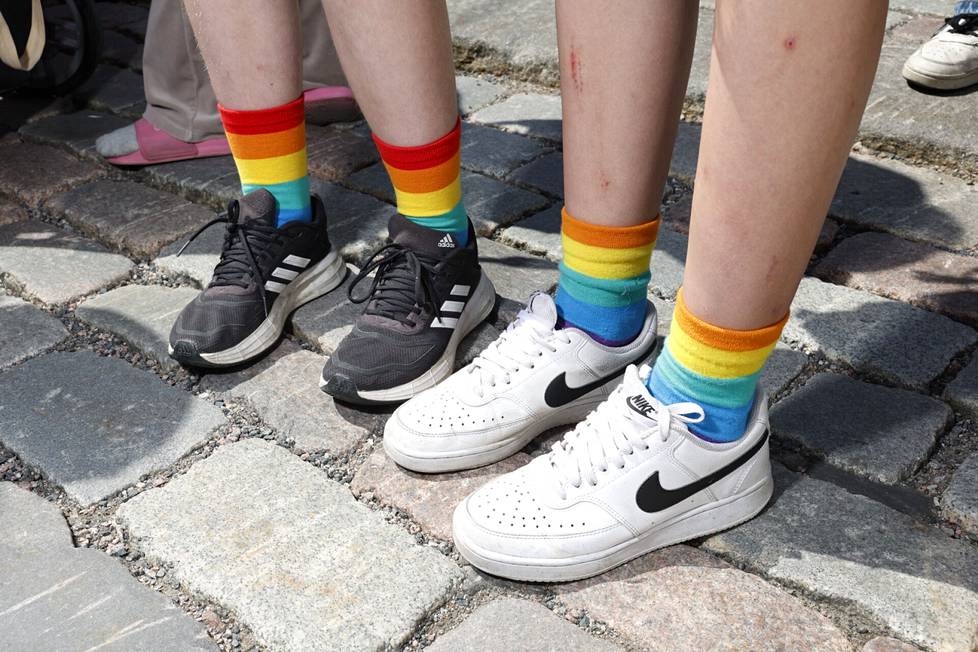 Rainbow socks were all the rage among the participants.