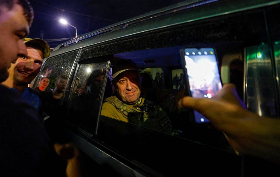 Yevgeny Prigozhin leaves the headquarters of the Southern Military District after the withdrawal of the group from the Russian city of Rostov-on-Don on June 24, 2023.
