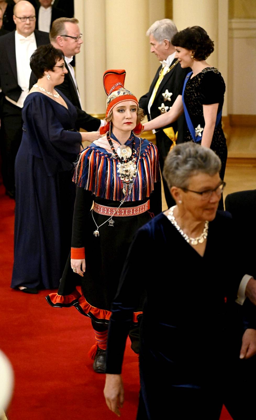 Petra Laiti dressed in Utsjoki's gákti.