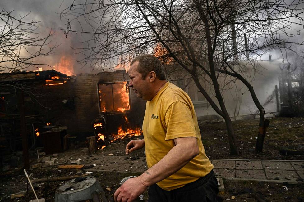 The house of 49-year-old Yevghen Zbormyrsky caught fire in Irpin on Friday.