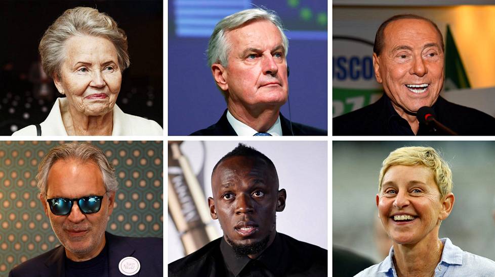 Eeva Ahtisaari, Michel Barnier, Silvio Berlusconi, Andrea Bocelli, Usain Bolt ja Ellen DeGeneres.