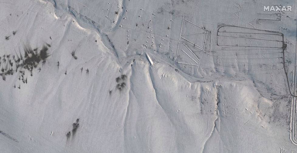 Traces of artillery shooting in the Persianovsky training area on January 28, 2022.