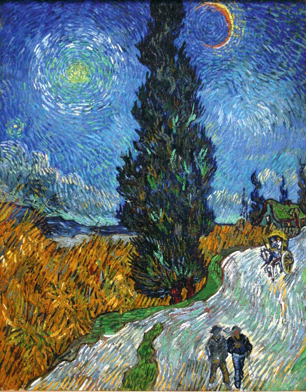 Sypressin kohdalla kirjan kuvituksena on Vincent van Goghin maalaus Maantie Provencessa yöllä (1890) ja kuvateksti kertoo van Goghin maalanneen useita teoksia sypresseistä ja kirjoittaneen veljelleen sypressien olevan koko ajan hänen ajatuksissaan. Van Goghin mielestä sypressit olivat kaikessa linjakkuudessaan yhtä kauniita kuin Egyptin obeliskit.