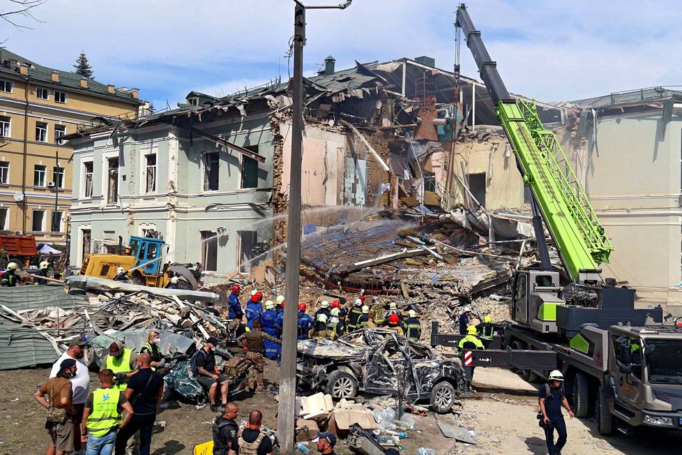 Missile strike rescue work on Monday, July 8.