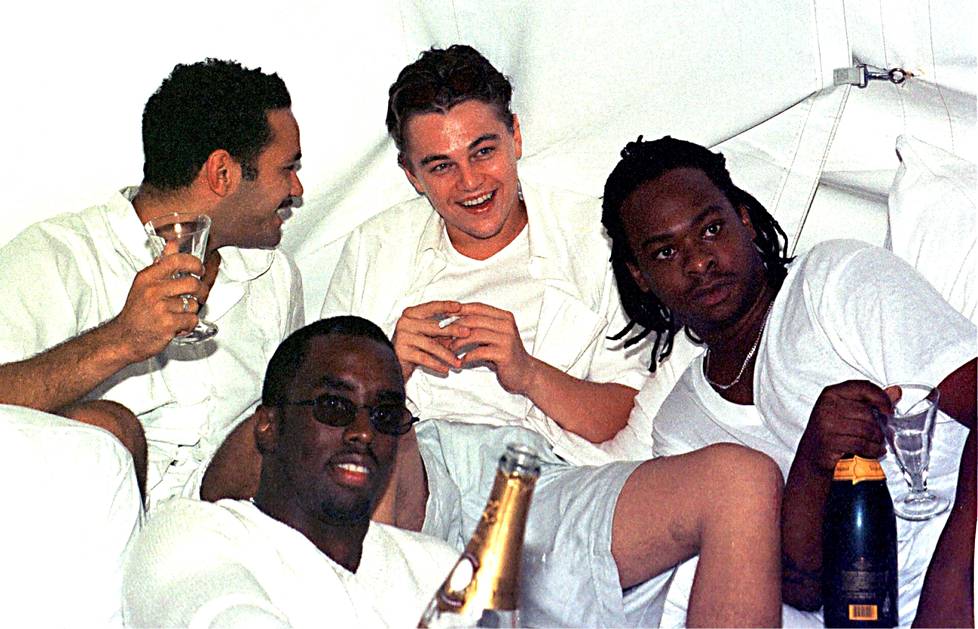 Actor Leonardo DiCaprio at Combs' party in 1998. DiCaprio is in the picture in the middle, Combs is in the lower left corner.