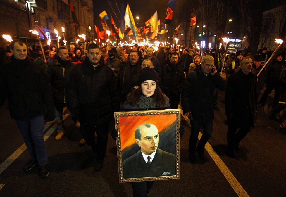 Ukrainan pääkaupungissa Kiovassa muistettiin vuonna 2019 marssimalla Stepan Banderan syntymän 110-vuotispäivää.