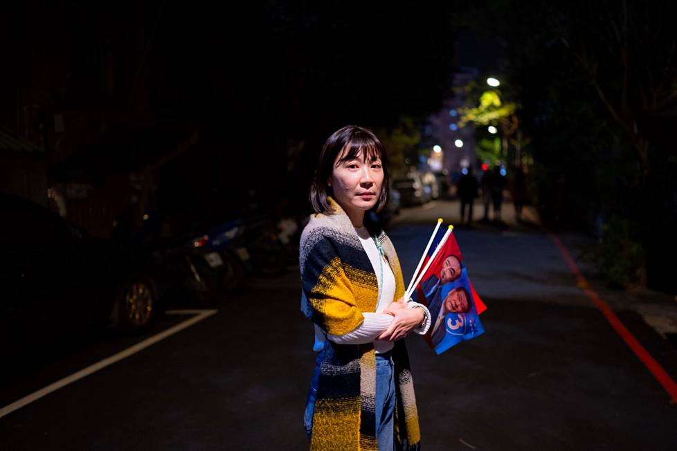 High school teacher Wang Candy, 42, was in New Taipei on his way to an election event for the Kuomintang Party.  He thinks Vice President William Lai is a liar.  