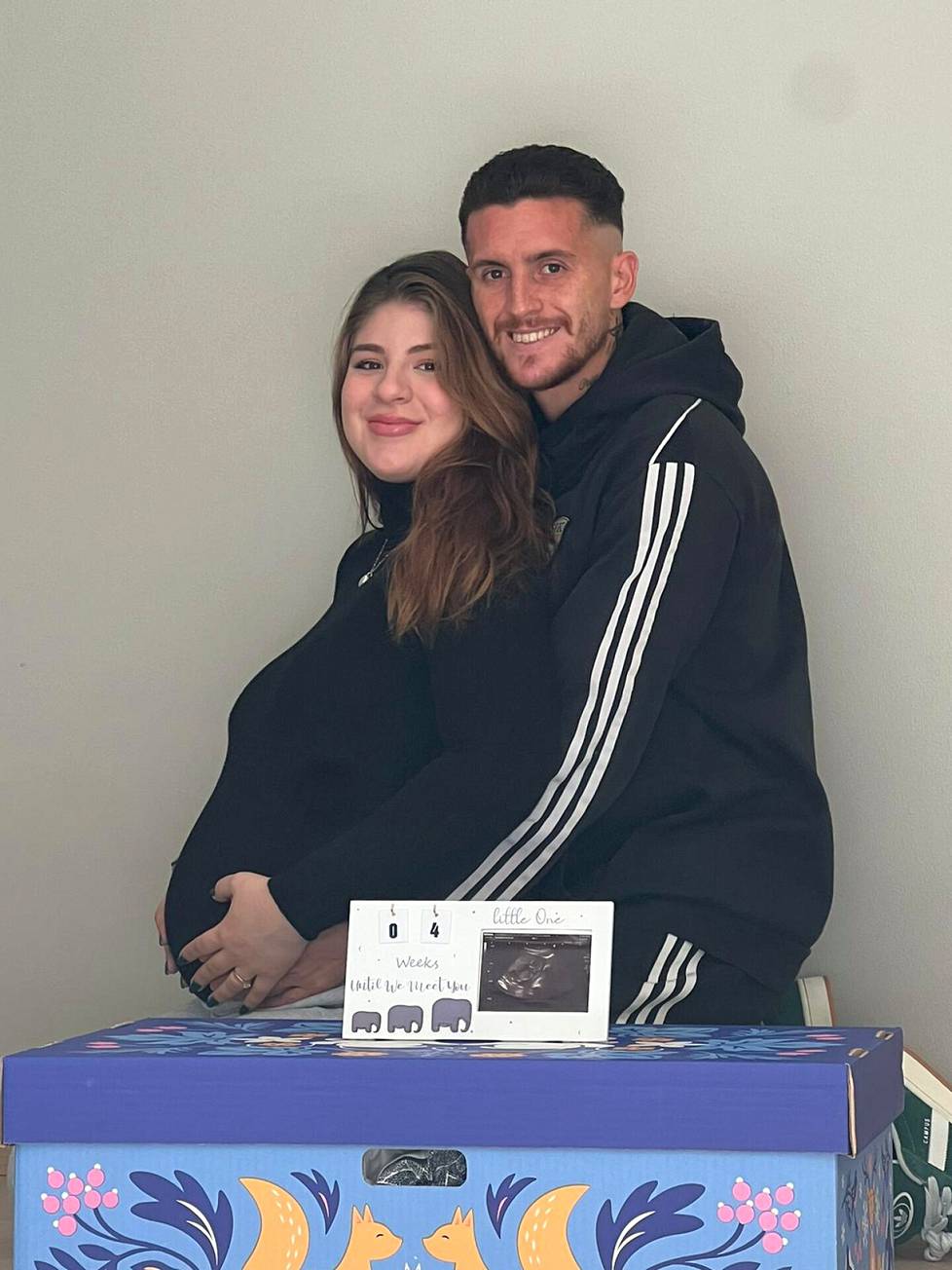 The maternity package was a pleasant surprise for the couple.