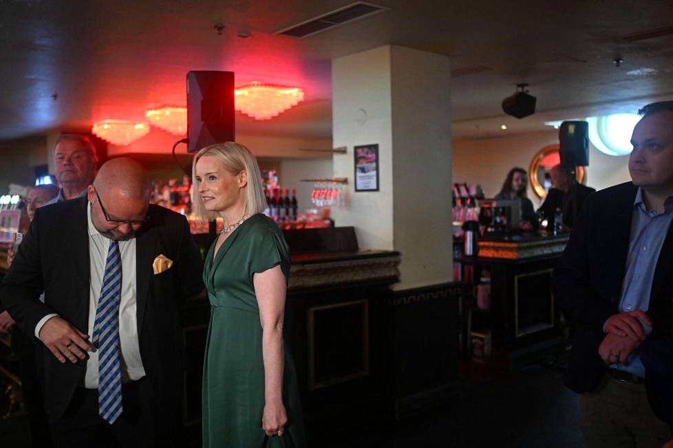 Riikka Purra, chairman of Basic Finns, at the party's election supervisors in Apollo nightclub.