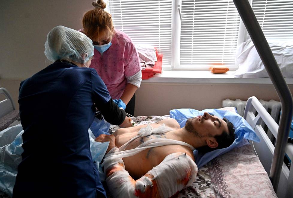 A Ukrainian soldier was treated at a hospital in Kiev on Friday.