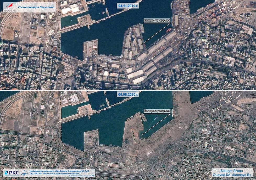 Venäjän avaruusjärjestön Roskosmosin jakamassa satelliittikuvassa erottuu selkeästi räjähdyksen keskus. Se on merkitty kuvaan tekstillä эпицентр взрыва. Räjähdyspaikalla on suuri, meriveden täyttämä monttu.